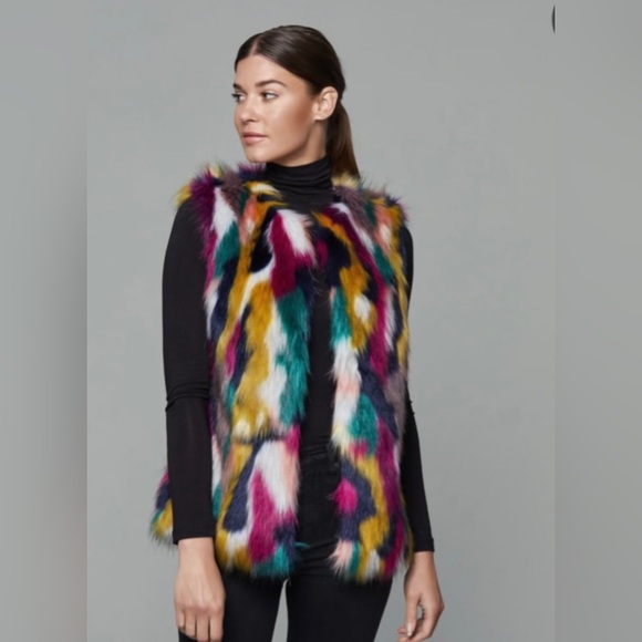 Colorful Faux Fur Vest - Picture 2 of 3